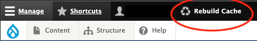 A screenshot of the Rebuild Cache button